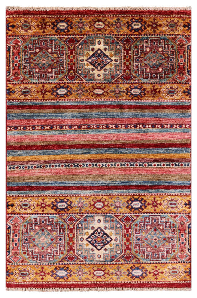2' 7" X 3' 11" Super Kazak Khorjin Hand-Knotted Wool Rug Q11003