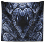 Cold Mystical Fractal Heart Abstract Wall Tapestry, 80"x68"