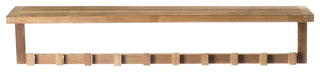 Teak Wall Shelf with 10 hooks