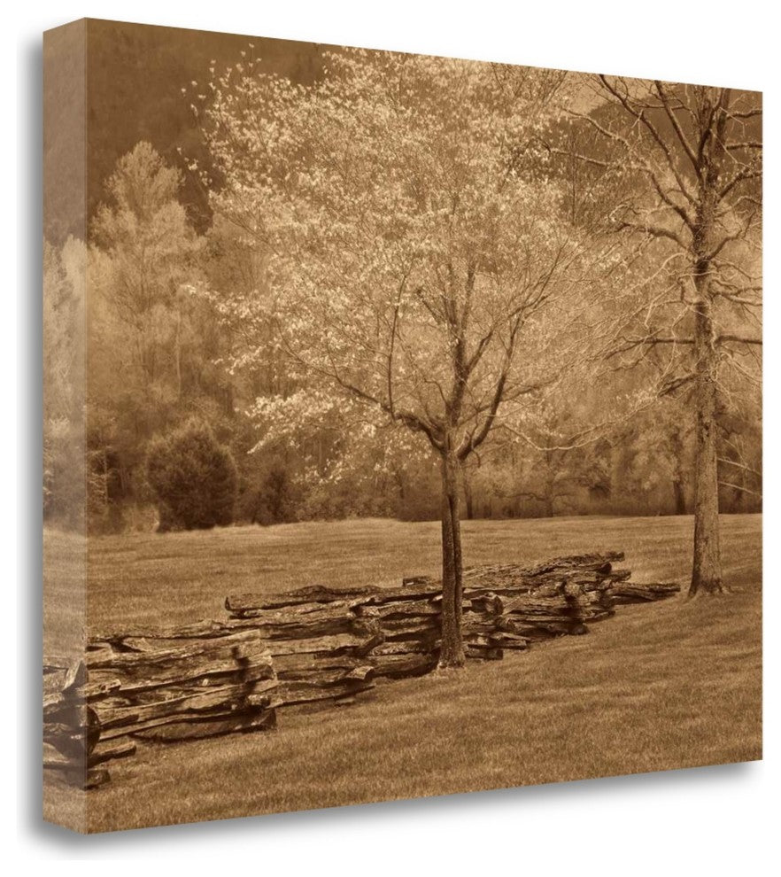 "Smokies Fence" By Wendy Caro,Ready to Hang Giclee Print on Gallery Wrap Canvas