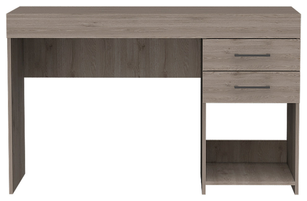 Maui 2 Drawers Computer Desk, Light Gray