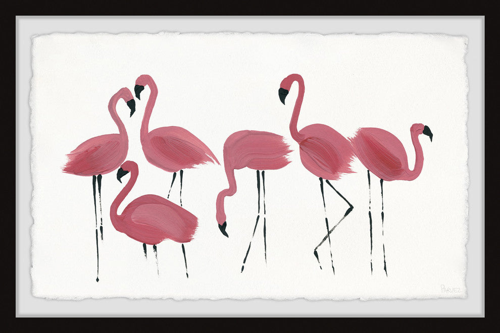 "Flamingo Art" Framed Painting Print, 12"x8"