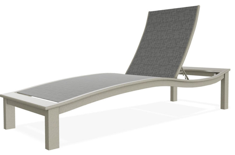 Bazza Sling 4-Position Contour Outdoor Chaise Lounge, Anchor/Storm
