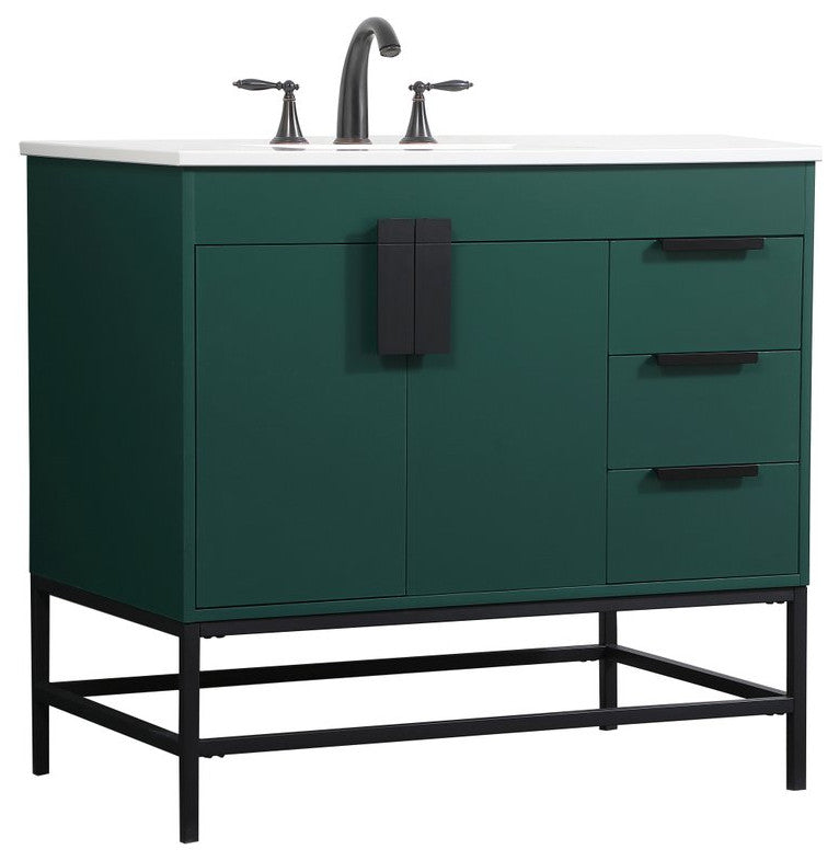 Home Living 22" Modern Green-Light Bathroom Vanity