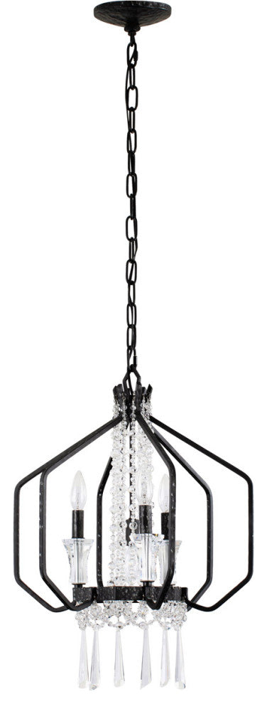 Barcelona 4 Light Pendant in Onyx And Clear