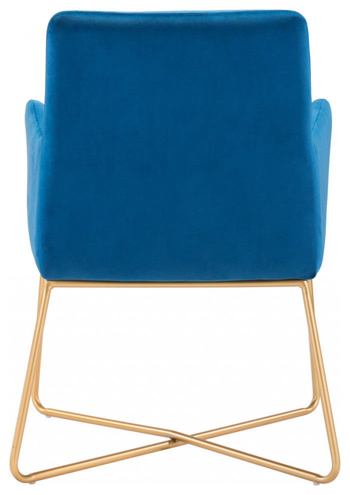 Gold Royal Blue Velvet Accent Armchair