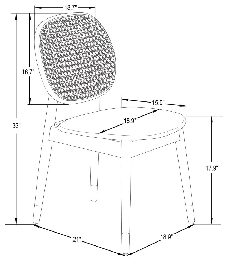 LeisureMod Holbeck Modern Dining Chair with Wood Legs and Wicker Back, White
