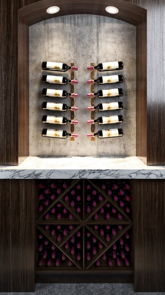 Helix Single 5 (minimalist wall mounted metal wine rack), Matte Black, Right Facing Bottle