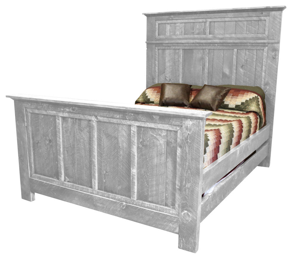 Barnwood Style Timber Peg North River Panel Bed, Thunder White, Twin