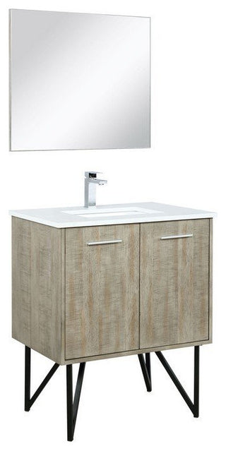 Lancy Modern 30" Rustic Acacia Square Sink Bathroom Vanity Set, Labaro Brushed N