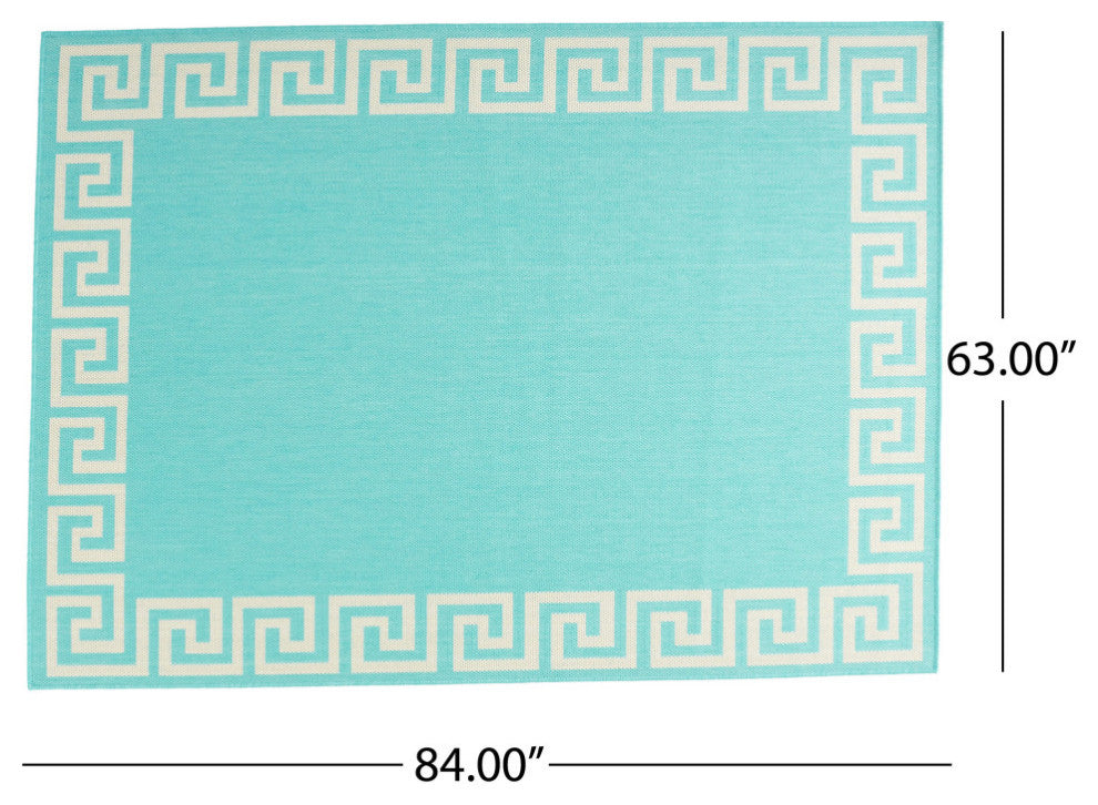 Maxim Indoor Area Rug, Teal/Ivory, 5'3"x7'