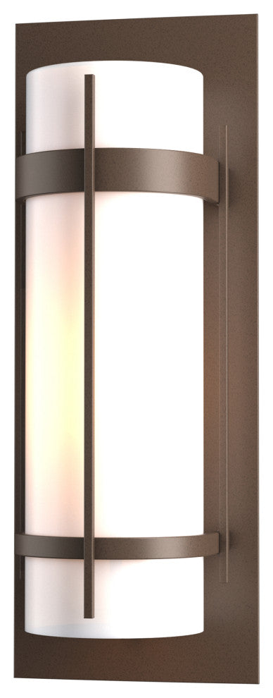 Banded Large Outdoor Sconce, Coastal Bronze Finish, Opal Glass