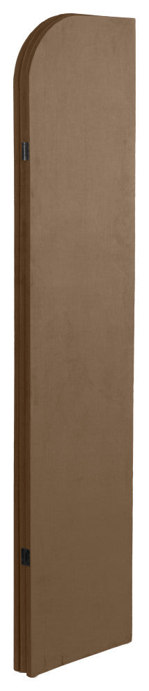 6 ft. Modern Arch Velvet Room Divider Brown 3 Panel