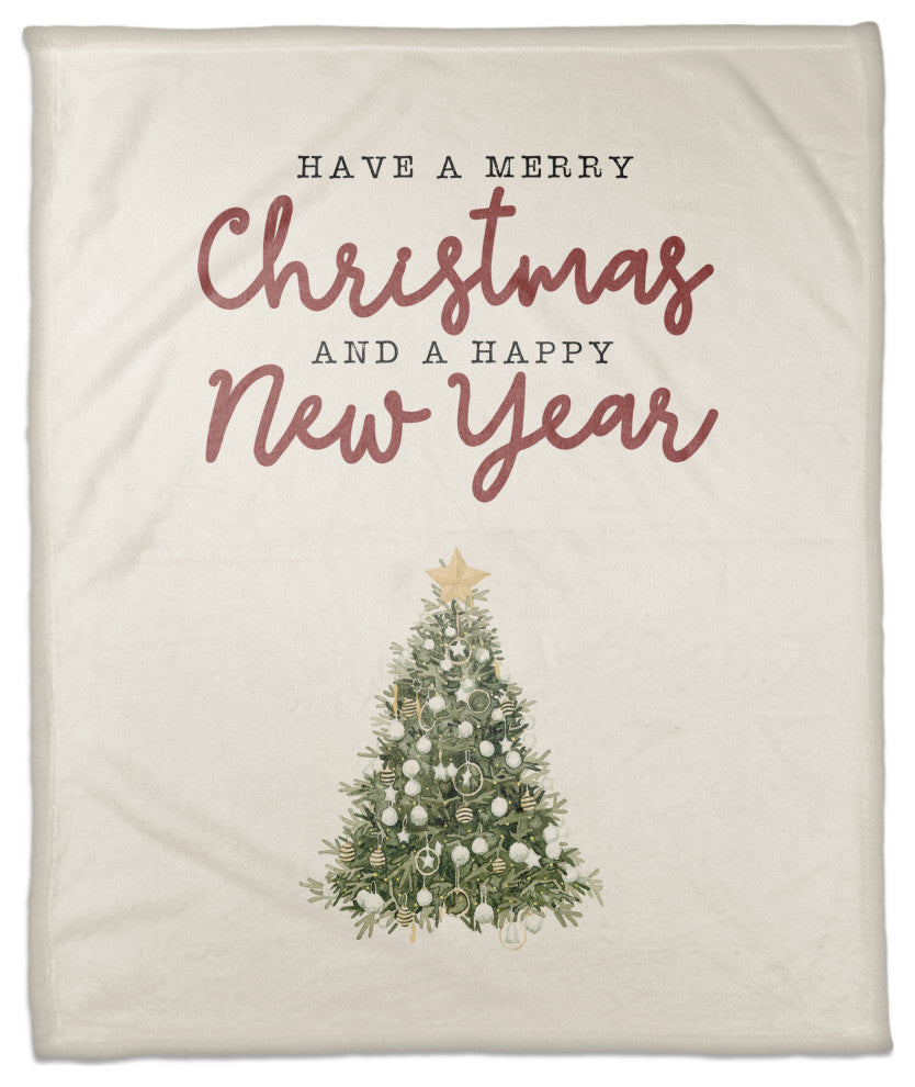 Merry Christmas Happy New Year 2 50x60 Coral Fleece Blanket