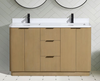 Ari Kitchen and Bath Calamigo 55" Freestanding Bathroom Vanity Oak