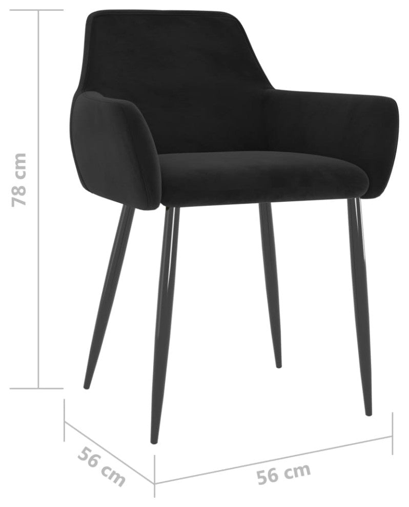 vidaXL Dining Chairs 4 pcs Black Velvet