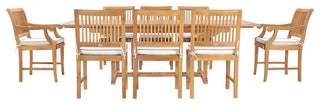 9 Piece Teak Wood Castle Patio Dining Set with Rectangular Extension Table