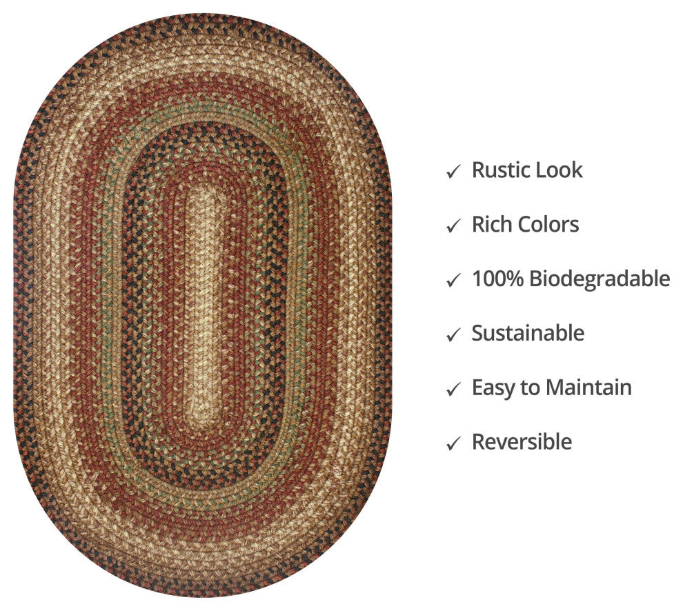 Homespice Decor 6 x 9' Oval Gingerbread Jute Braided Rug