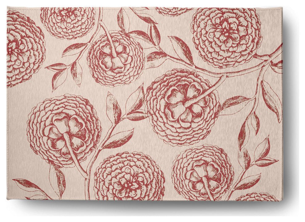 Antique Flowers Spring Chenille Rug, Red, 5'x7'