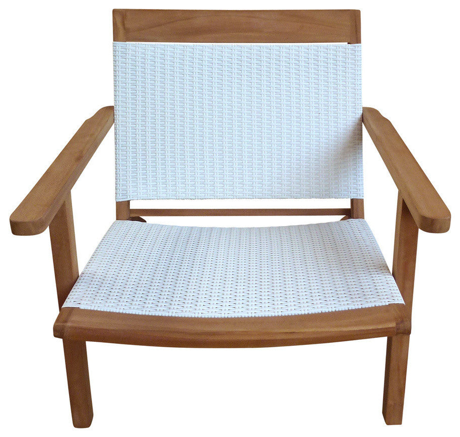 Teak Wood Paris Outdoor Patio Lounge and Dining Chair, White