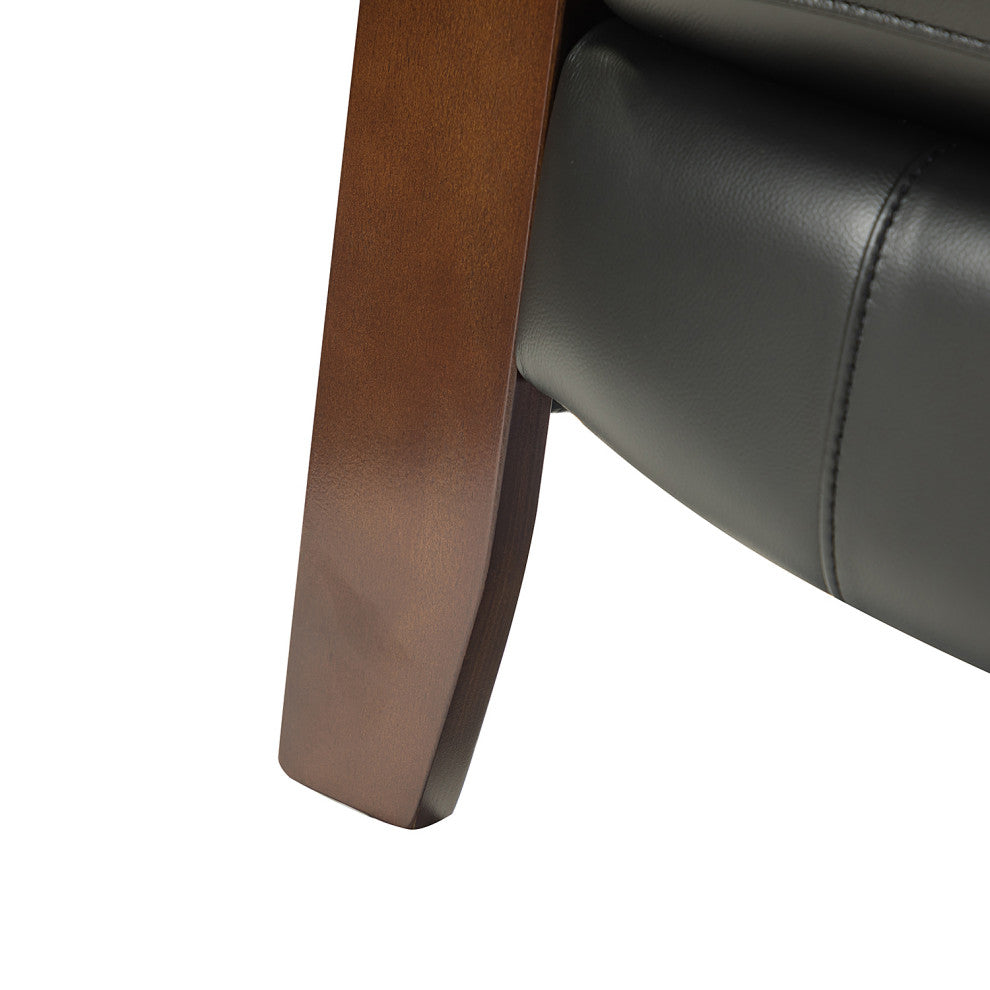 Amanda Genuine Leather Manual Recliner, Black
