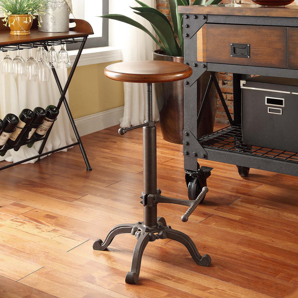 Justin Adjustable Stool, Chestnut/Industrial