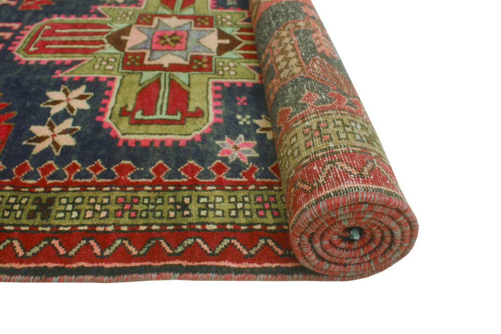 Fine Vintage Distressed Khojasst Navy/Red Runner, 3'3 x 9'7