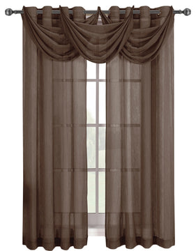 Single Abri Grommet Sheer Window Valance, Chocolate
