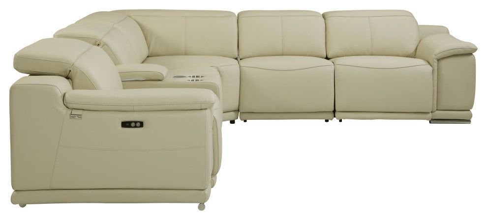 Federico 6-Piece L-Shaped Top Grain Italian Leather Sectional, Beige