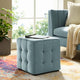 Modern Designer Lounge Accent Chair Ottoman, Velvet Fabric, Light Blue