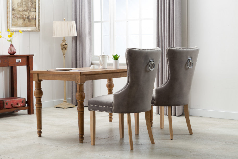 Home Beyond Velvet Upholstered Armless Dining Chairs, Light Gray