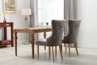 Home Beyond Velvet Upholstered Armless Dining Chairs, Light Gray