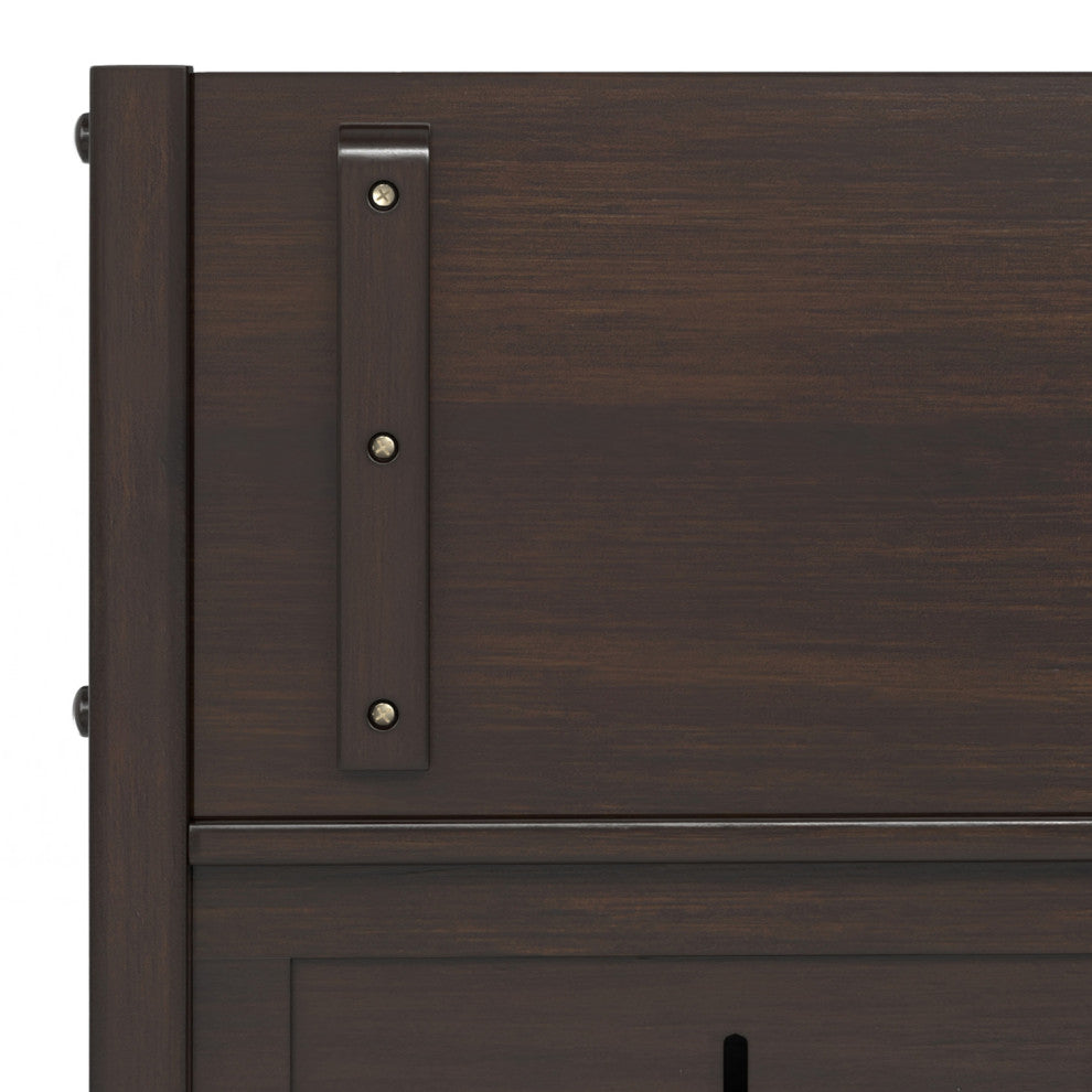 Connaught Solid Wood Small Entryway Storage Bench, Chestnut Brown