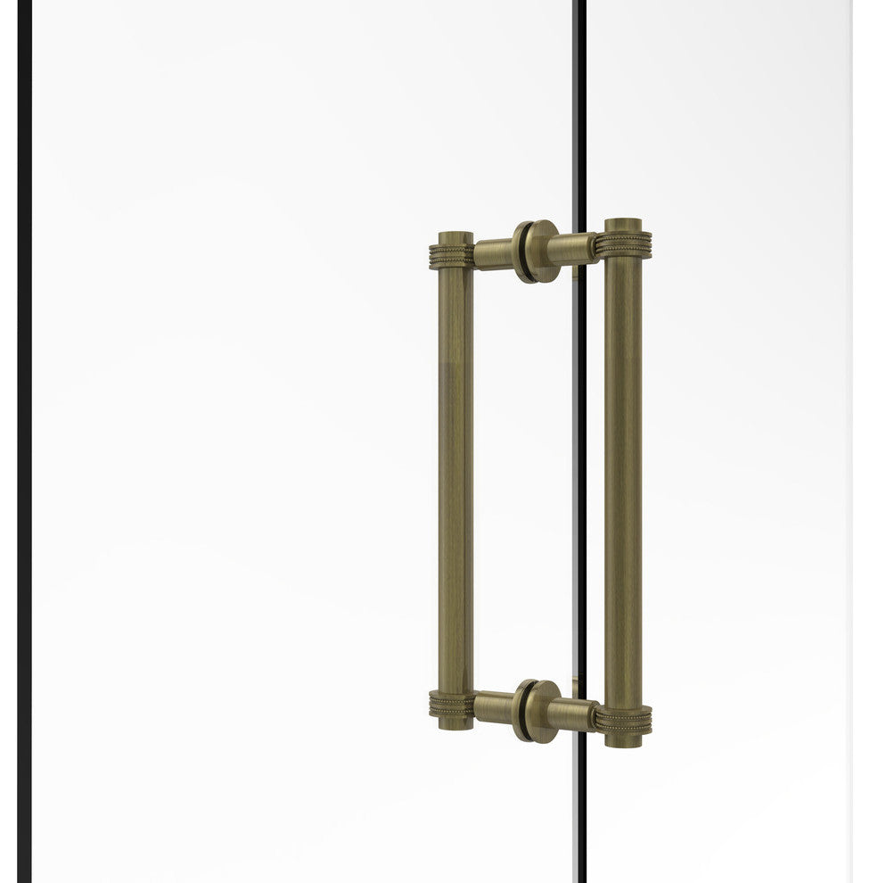 Contemporary 12" Dotted Accent Back to Back Shower Door Pull, Antique Brass