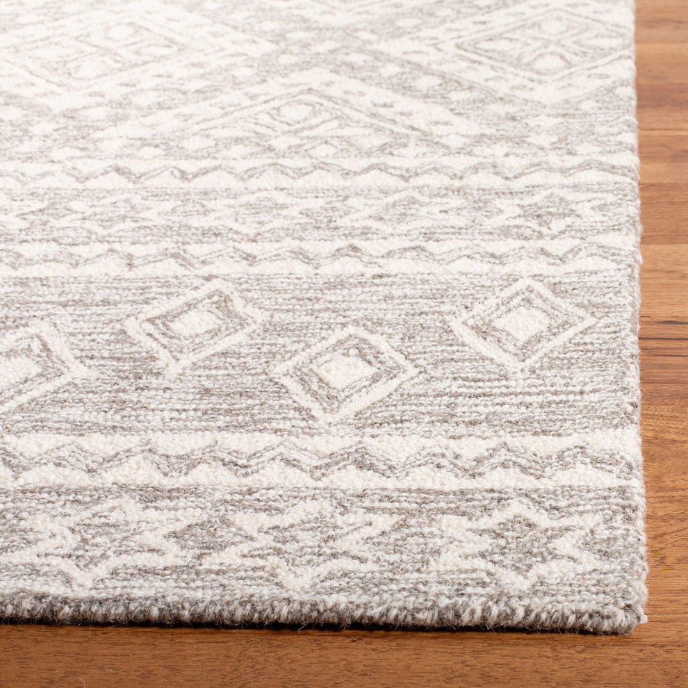Safavieh Micro-Loop Collection MLP501 Rug, Grey/Ivory, 5' Square