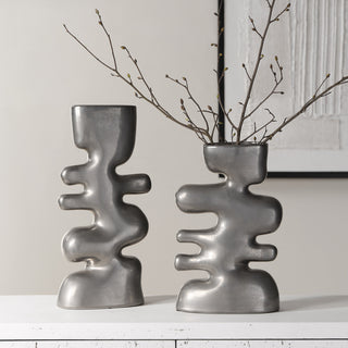 Uttermost Free Flowing Nickel Vases Set of 2