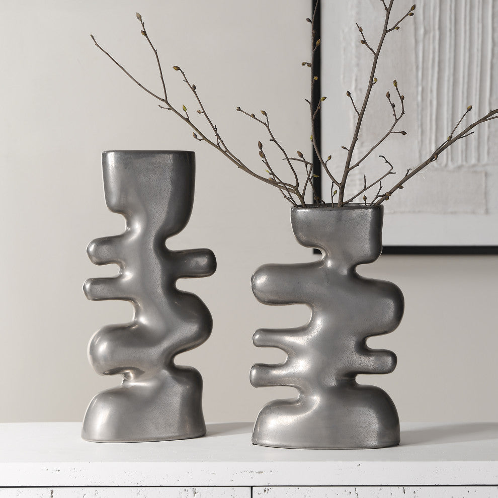 Uttermost Free Flowing Nickel Vases Set of 2