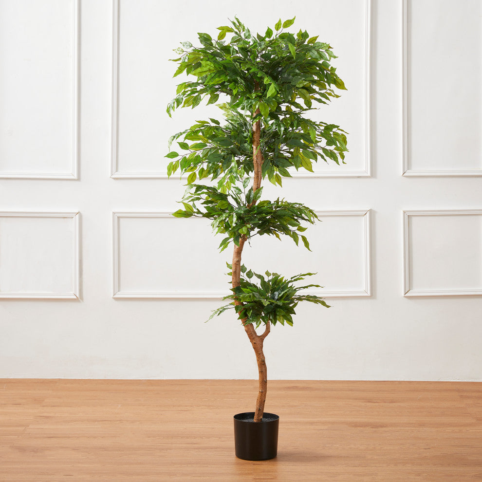 5' Creative Shaped Faux Ficus Tree in Pot