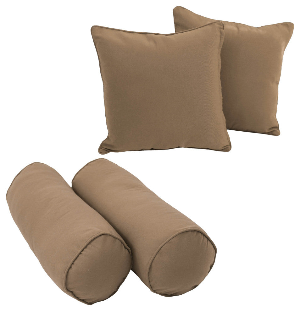 Double-Corded Solid Twill Throw Pillows With Inserts, Set of 4, Toffee
