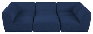 Miramar Linen Textured Fabric  6-Piece Modular U-Shaped Sectional, Navy