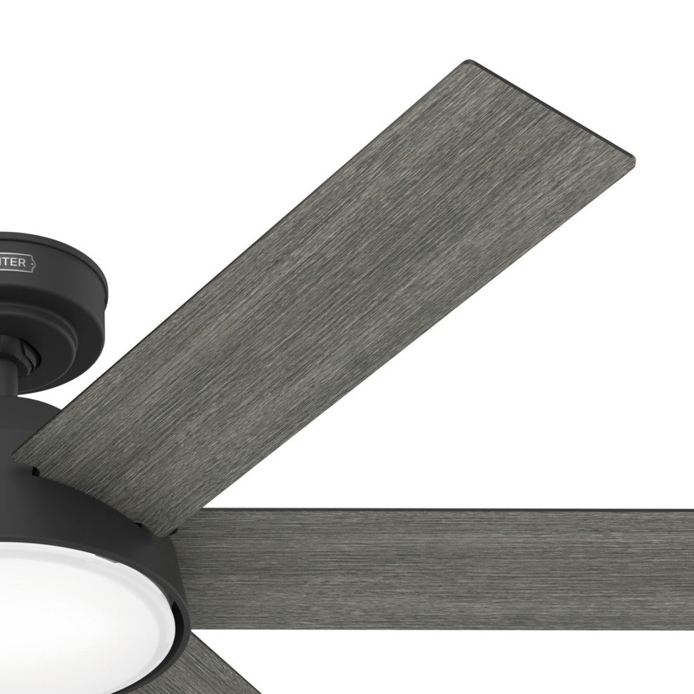 52" Donatella Matte Black Ceiling Fan, LED Light Kit and Handheld Remote