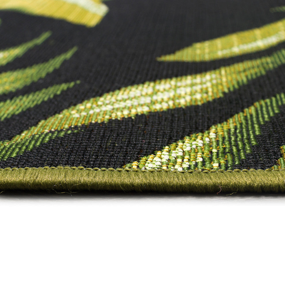 Marina Jungle Leaves Indoor/Outdoor Rug, Black, 7'10"x9'10"