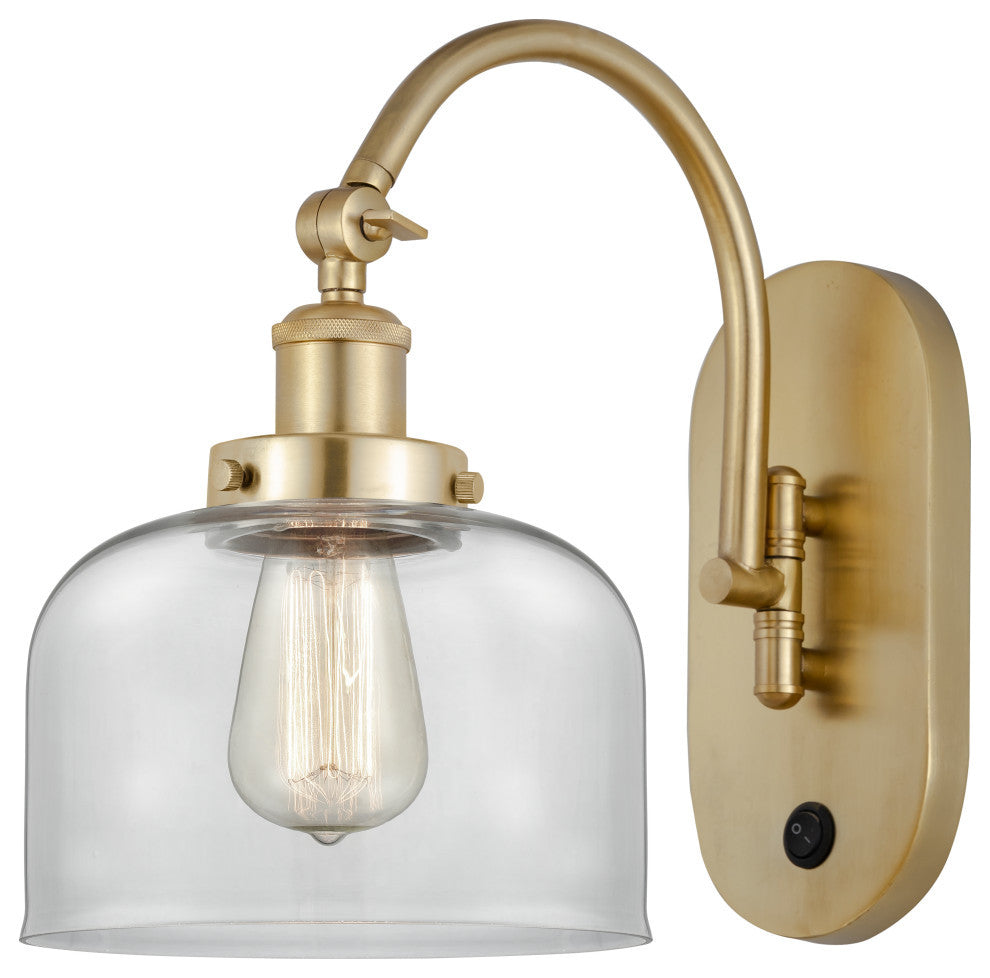 Bell Sconce, Satin Gold, Clear, Clear