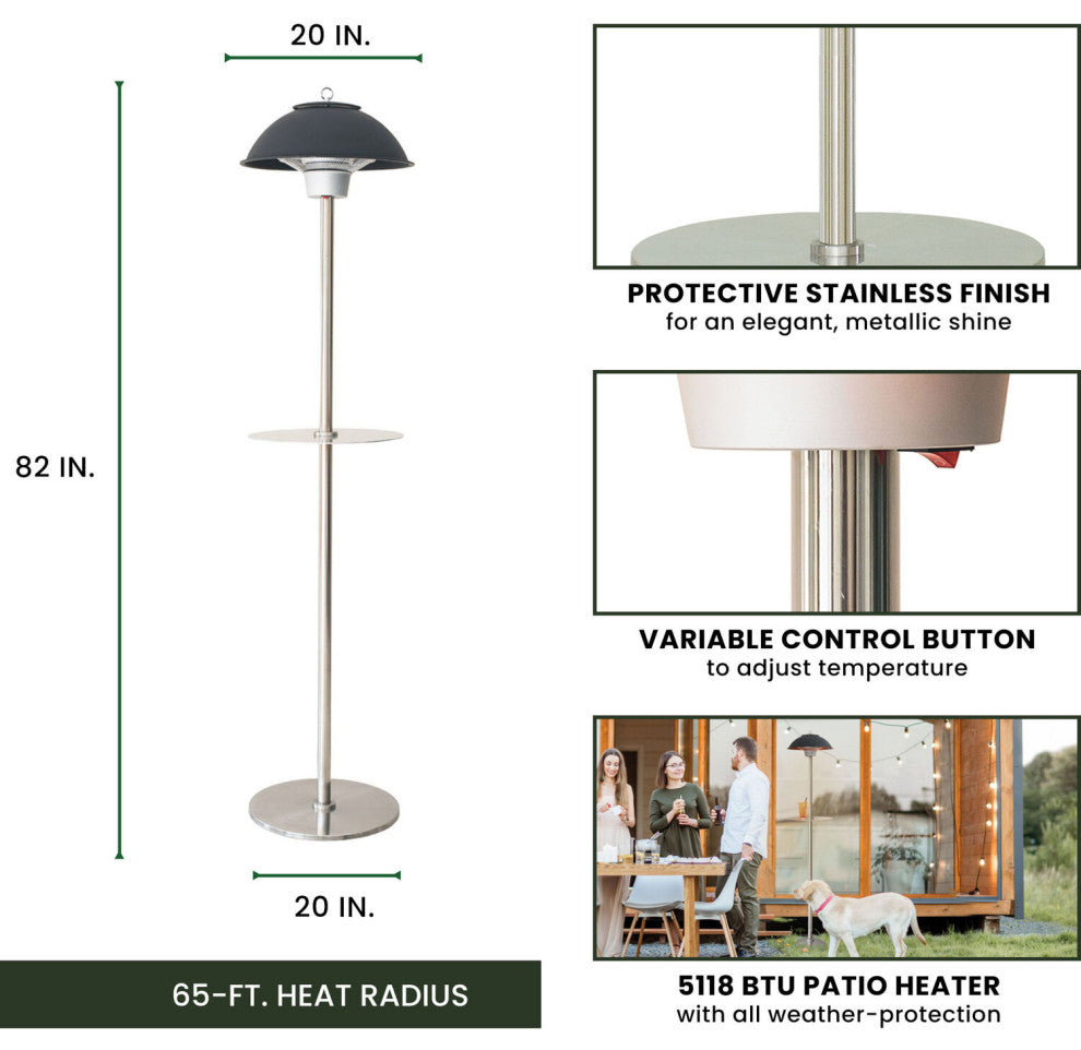 Modern Efficient Standing Electric Heater, Black/Silver, 81.6"