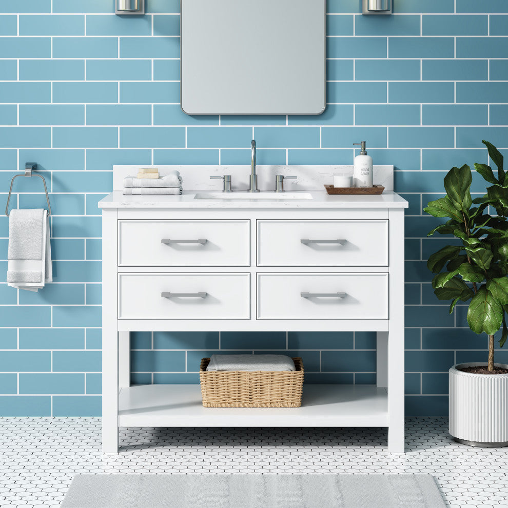 Avanity Brooks 42" Vanity, White and Cala White Engineered Top