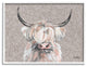 Grumpy White Buffalo on Floral Print Farm Animal, 14 x 11
