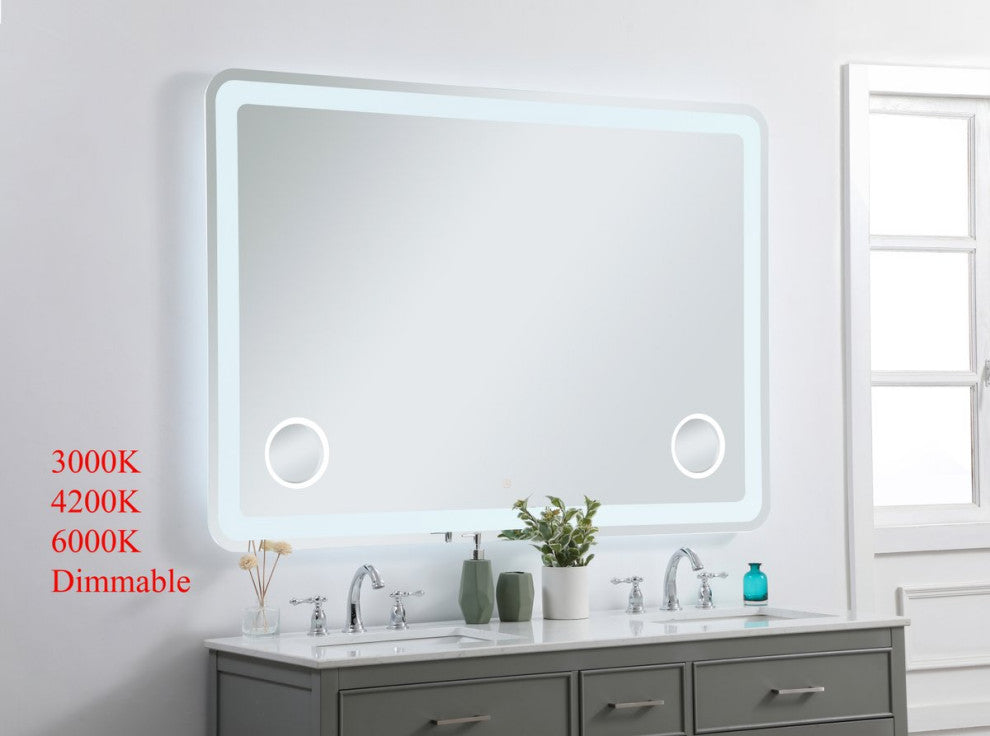 Lucy 42"x60" Hardwired LED Mirror With Magnifier and Color Changing Temperature