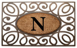 A1HC Rubber & Coir Elegant Circles Princess Doormat, Monogrammed, N