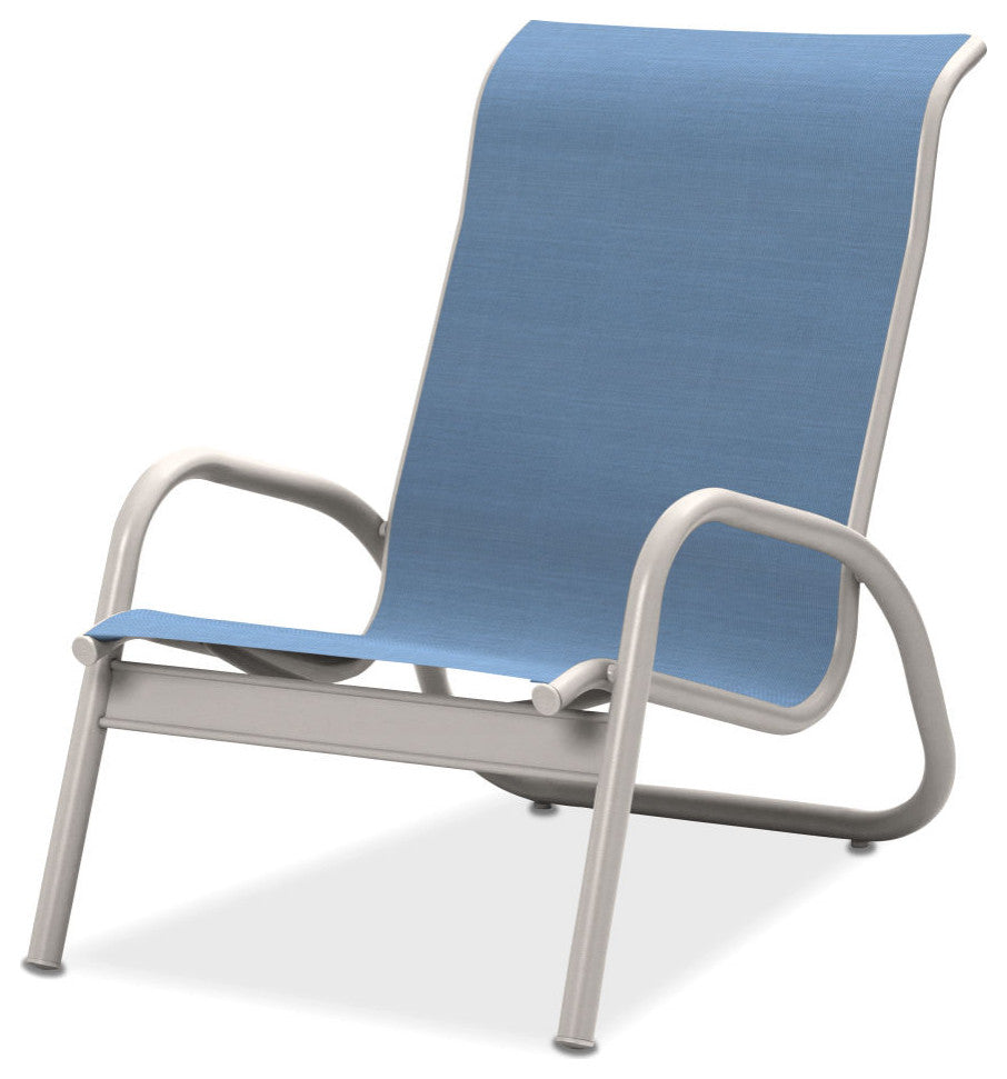 Gardenella Sling Stacking Poolside Chair, Textured White, Sky