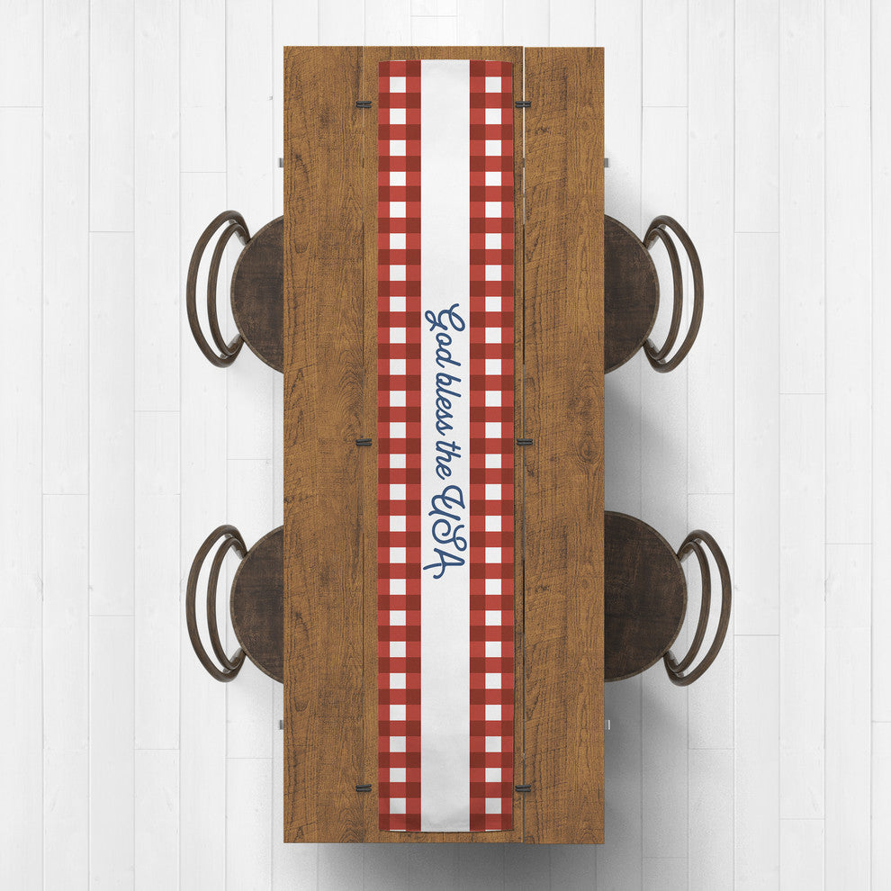God Bless the USA Buffalo Check 16x90 Table Runner